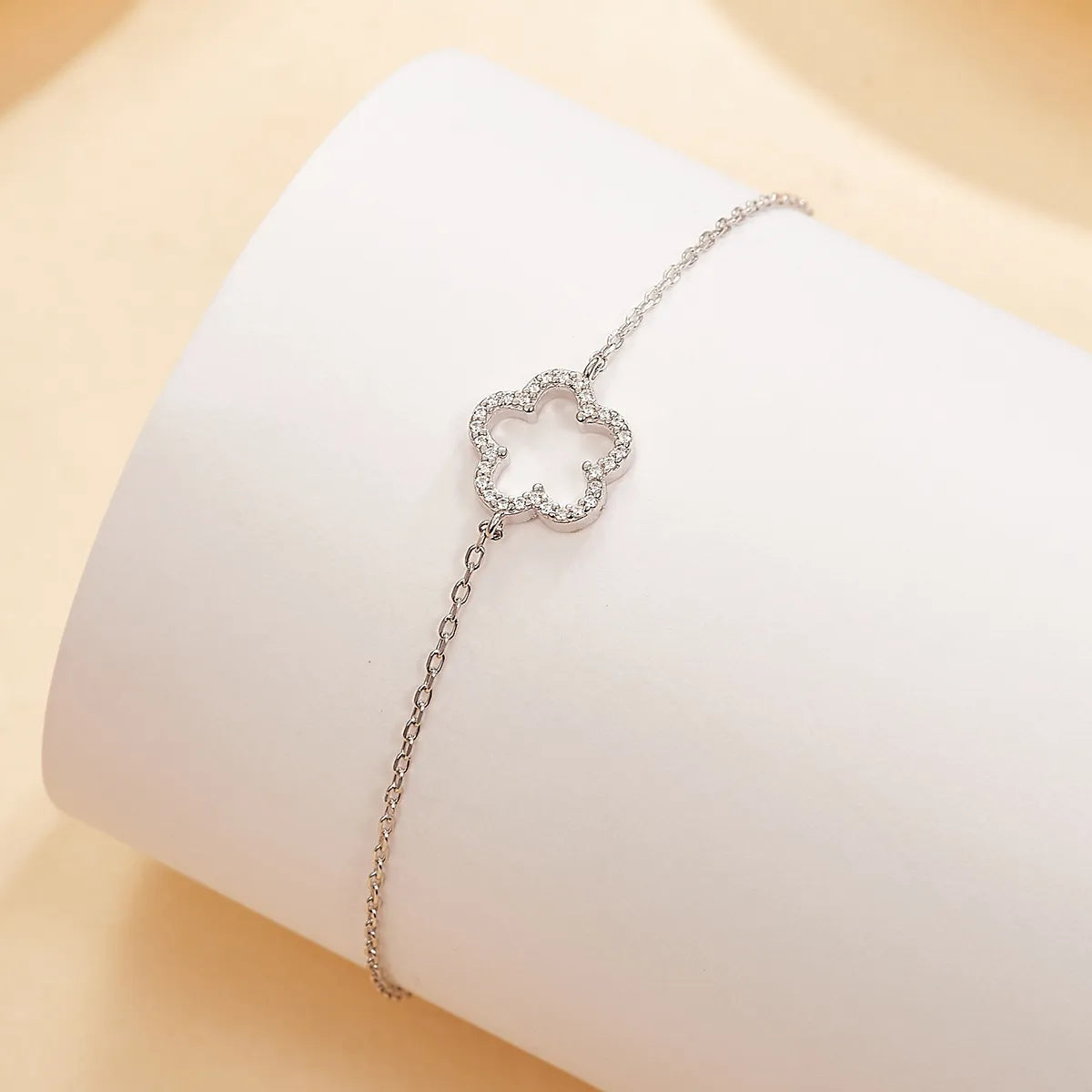 Sterling Silver Flower Zircon Bracelet – Cute Romantic Gold & Silver