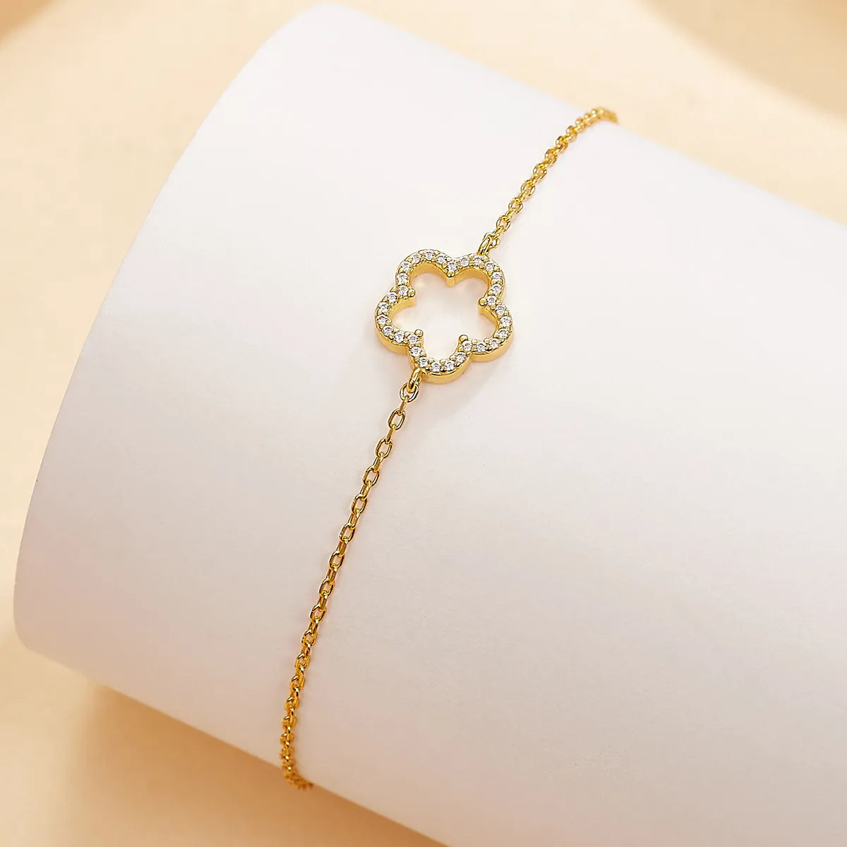Sterling Silver Flower Zircon Bracelet – Cute Romantic Gold & Silver