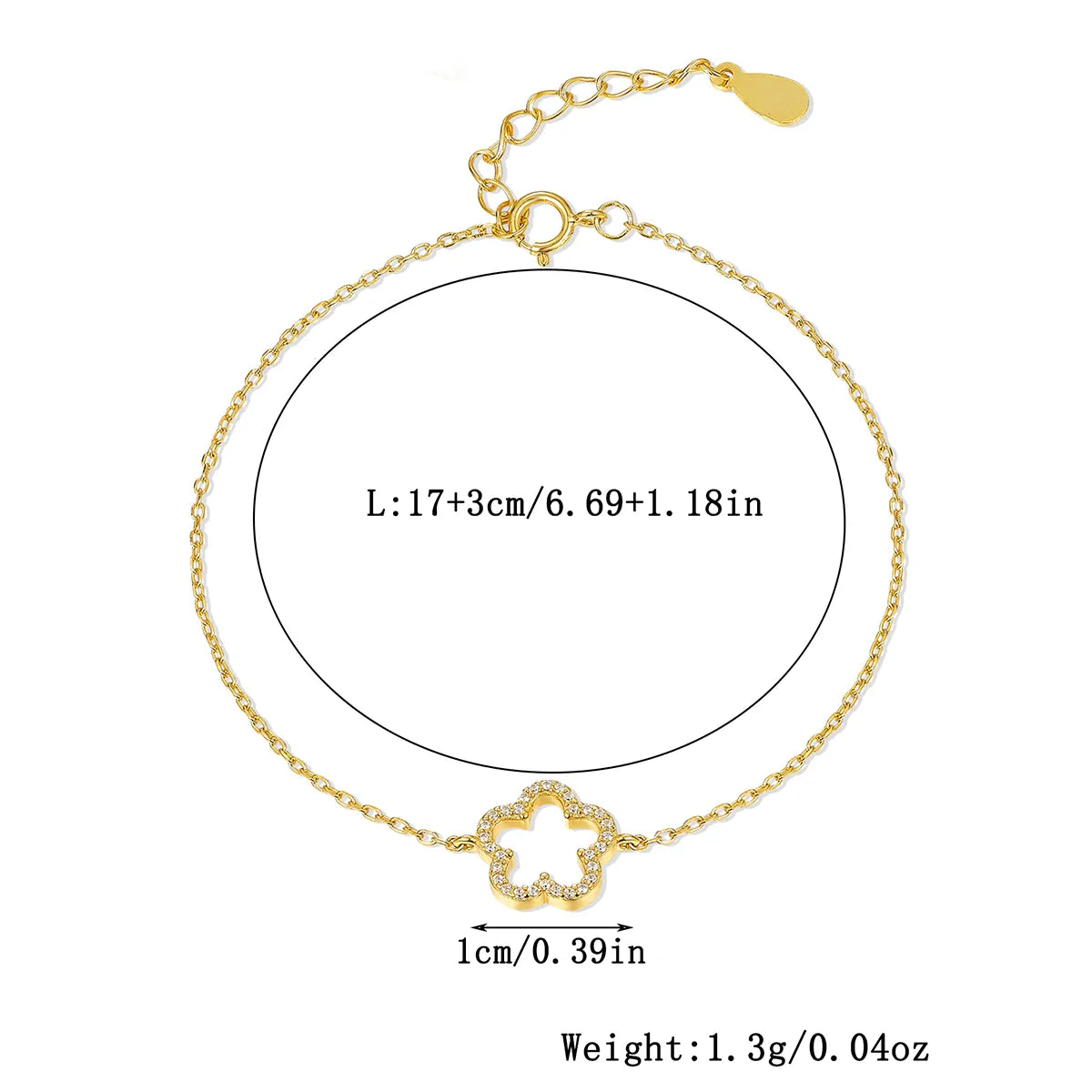 Sterling Silver Flower Zircon Bracelet – Cute Romantic Gold & Silver