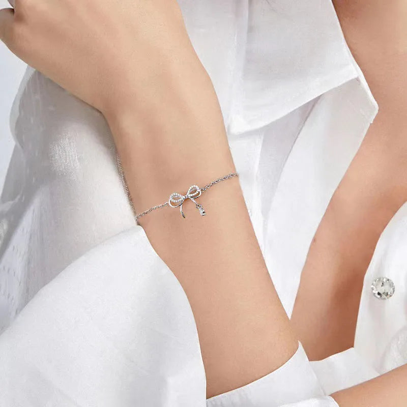 Fairy Style Alloy Bow Bracelet with Sparkling Diamond Charm – Dariya Jewelry