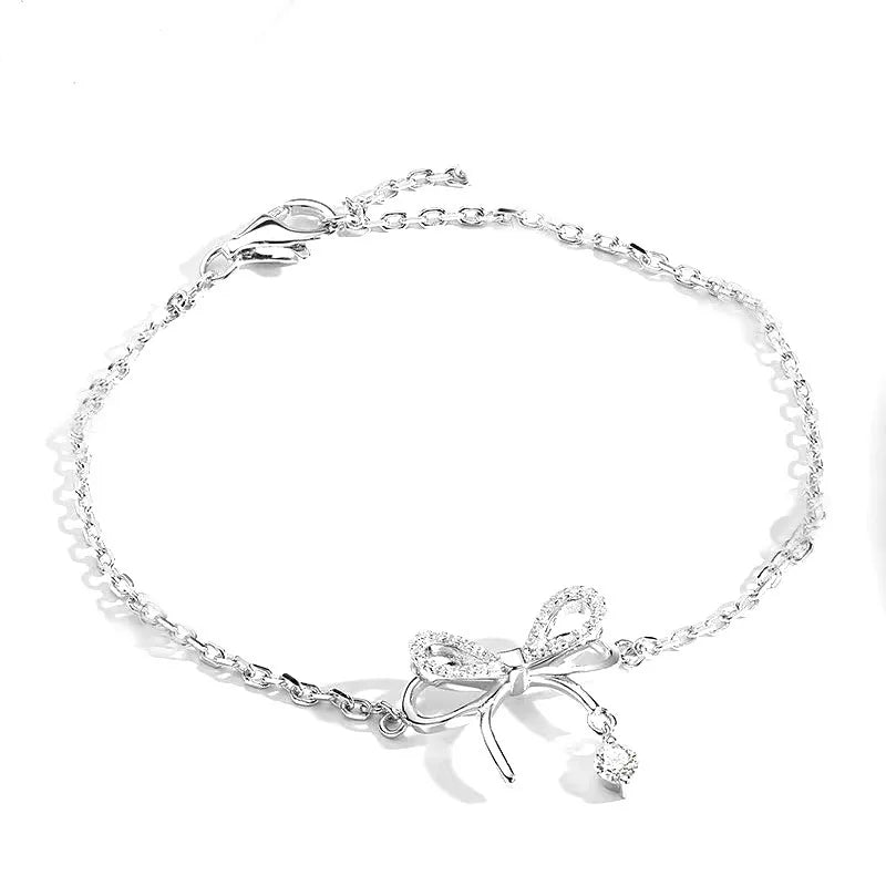 Fairy Style Alloy Bow Bracelet with Sparkling Diamond Charm – Dariya Jewelry