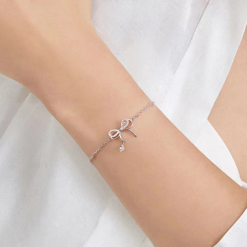 Fairy Style Alloy Bow Bracelet with Sparkling Diamond Charm – Dariya Jewelry