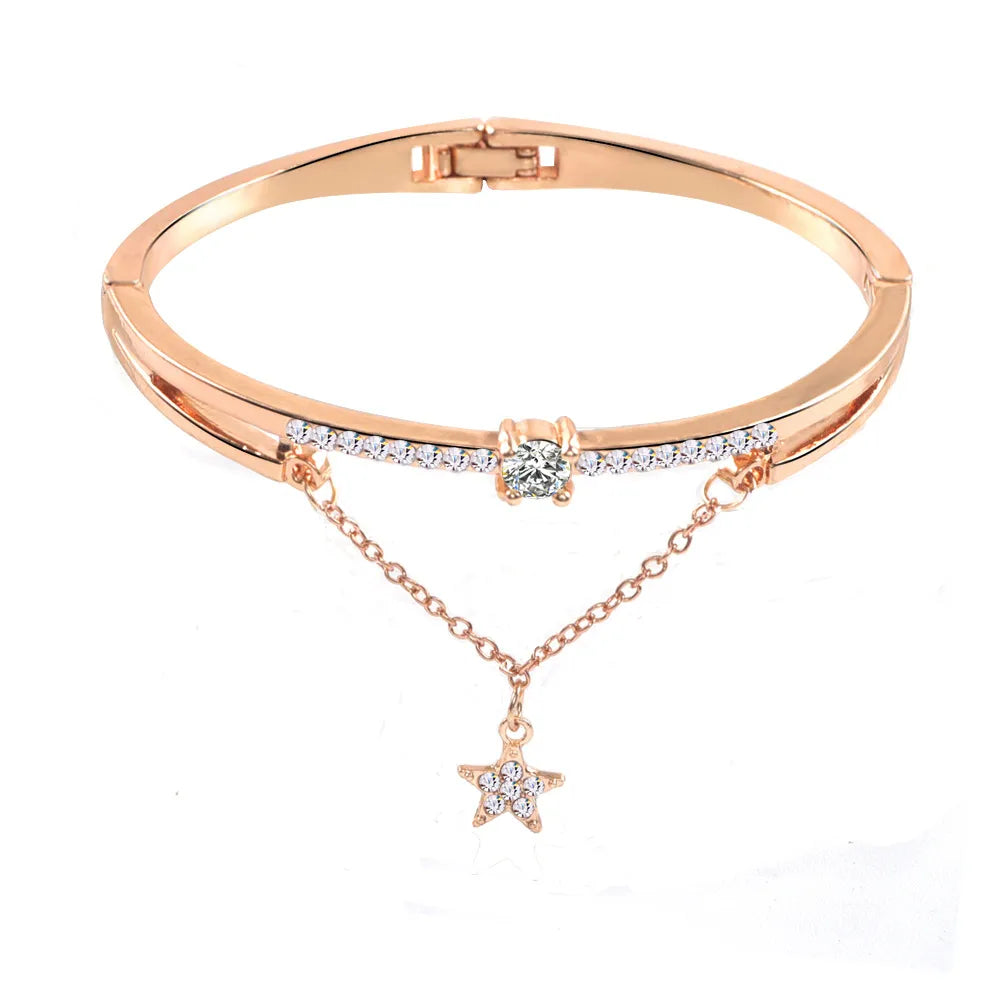 Star Charm Alloy Bangle with Rhinestones – Trendy & Elegant