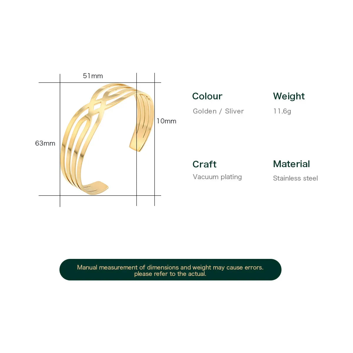 Gold Criss Cross Rhombus Cuff Bangle – Stainless Steel Elegance