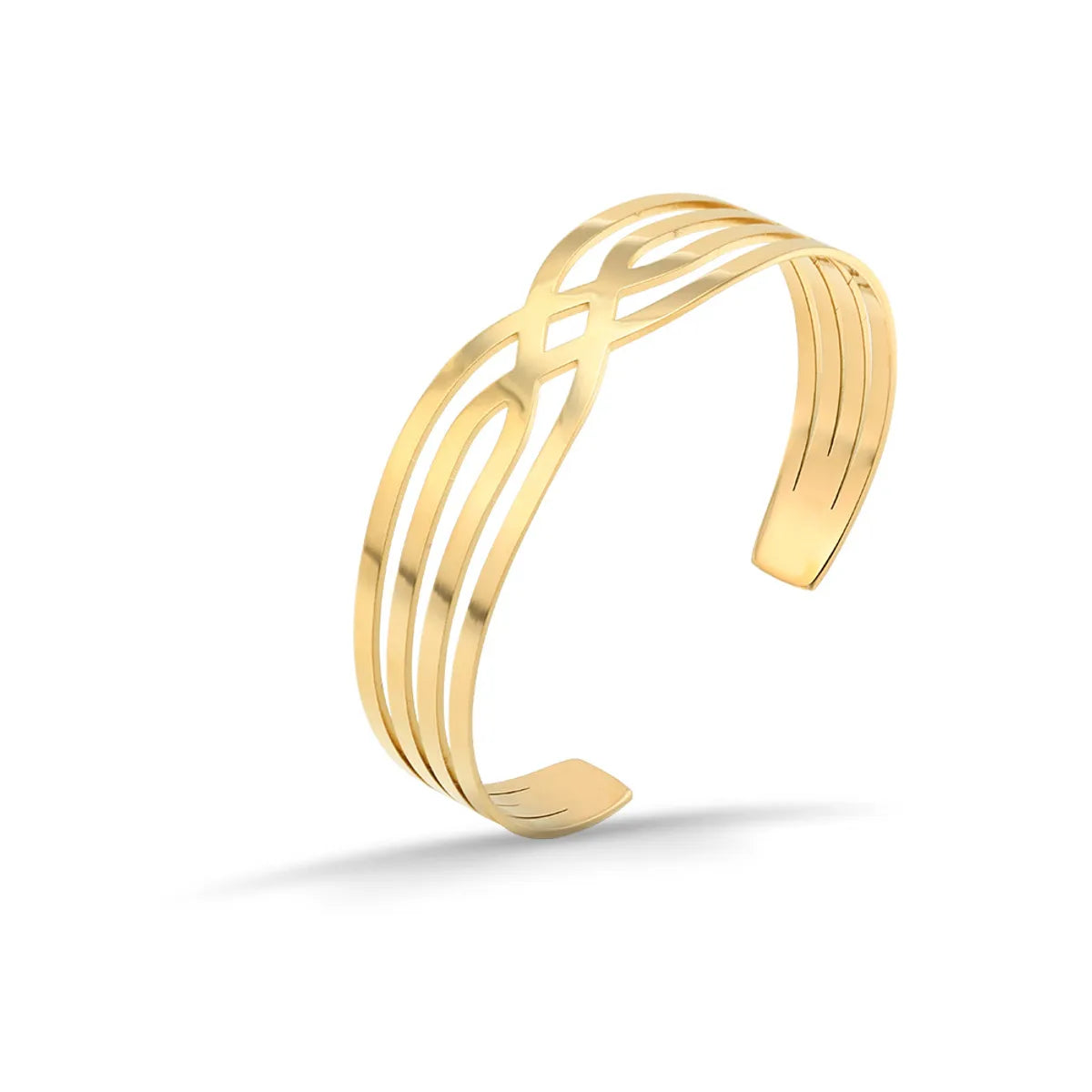 Gold Criss Cross Rhombus Cuff Bangle – Stainless Steel Elegance