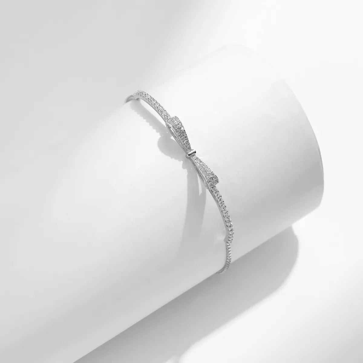 Sterling Silver Bow Knot Bracelet – IG Style, Rhodium Plated Sparkle
