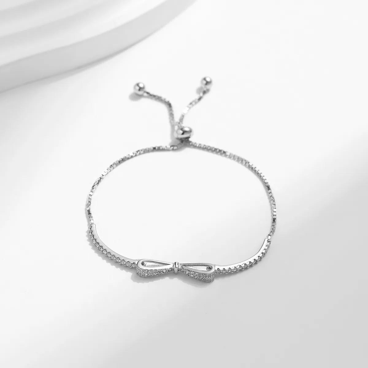 Sterling Silver Bow Knot Bracelet – IG Style, Rhodium Plated Sparkle