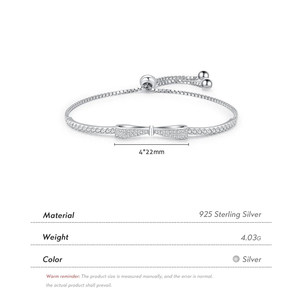 Sterling Silver Bow Knot Bracelet – IG Style, Rhodium Plated Sparkle