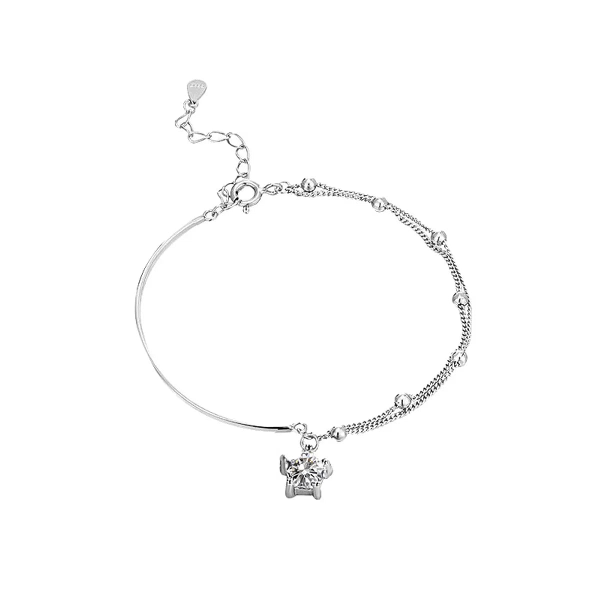 Elegant Star Charm Sterling Silver Zircon Bracelet for Women – BDIY80