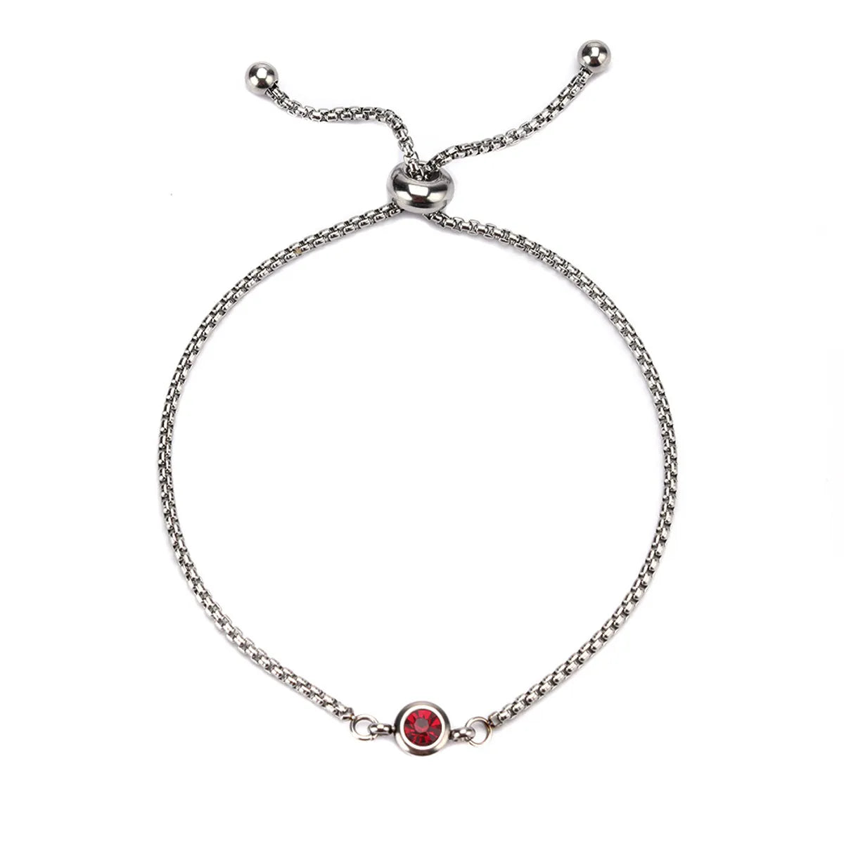 Mama Birthstone Bracelet – Simple Round Inlay, Titanium Steel Glow