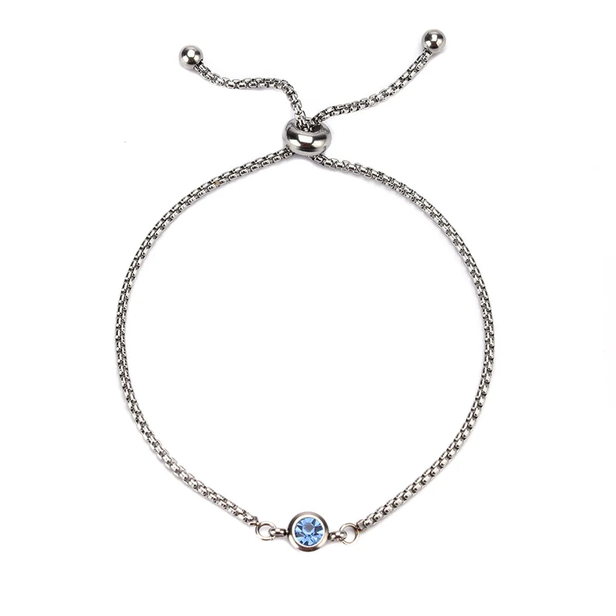 Mama Birthstone Bracelet – Simple Round Inlay, Titanium Steel Glow