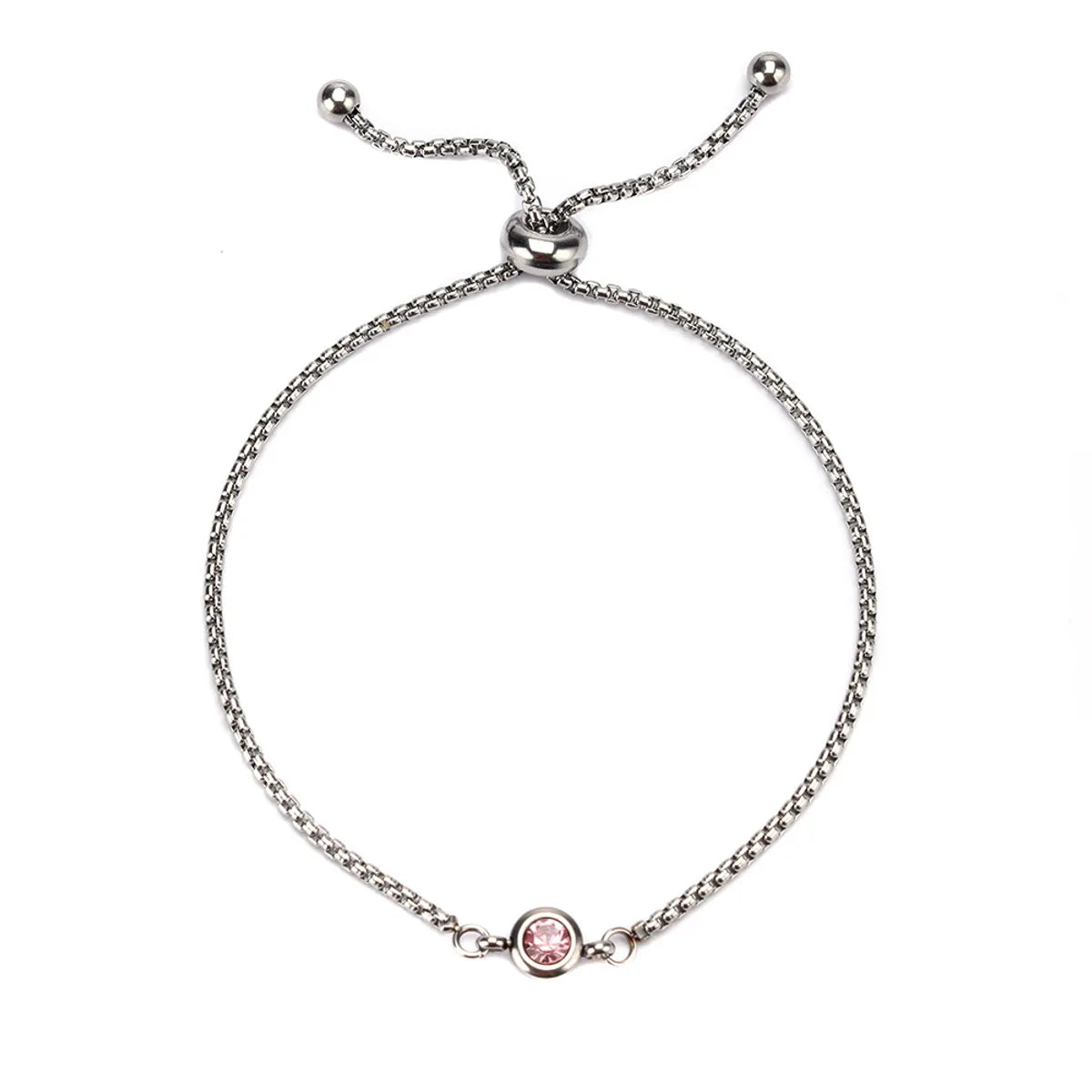 Mama Birthstone Bracelet – Simple Round Inlay, Titanium Steel Glow