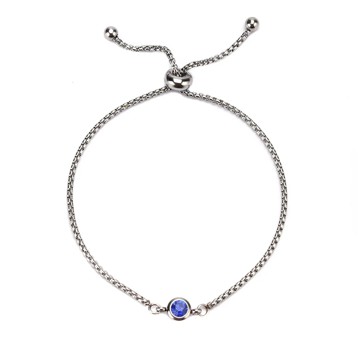 Mama Birthstone Bracelet – Simple Round Inlay, Titanium Steel Glow