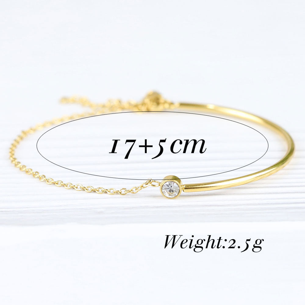 Elegant Round Zircon Titanium Steel Bracelets – Adjustable & Lightweight