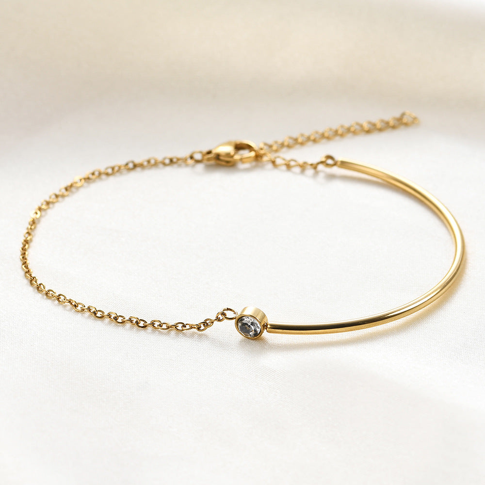 Elegant Round Zircon Titanium Steel Bracelets – Adjustable & Lightweight