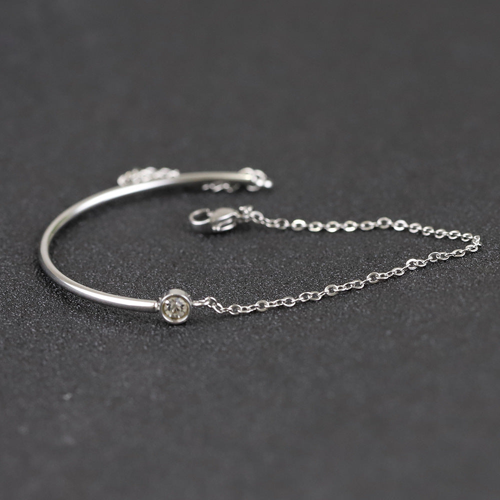 Elegant Round Zircon Titanium Steel Bracelets – Adjustable & Lightweight