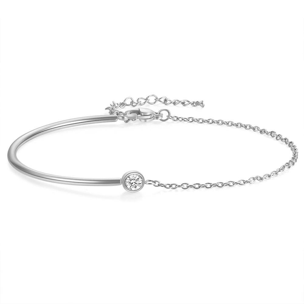 Elegant Round Zircon Titanium Steel Bracelets – Adjustable & Lightweight