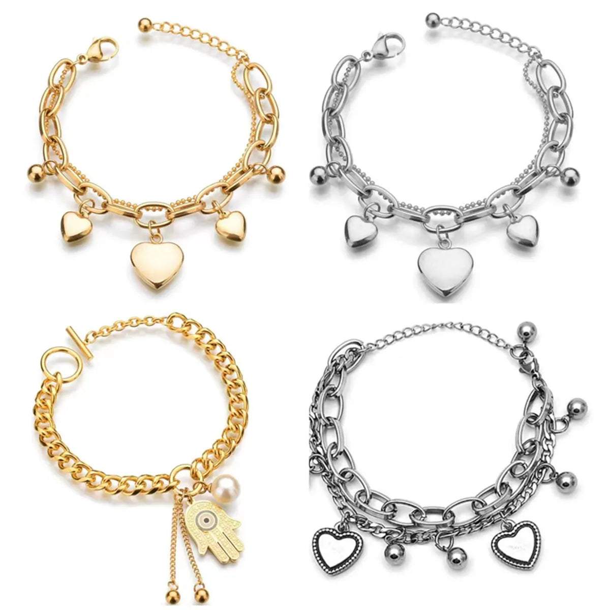 Streetwear Heart Shape Stainless Steel Plating Bracelet - Trendy, Chic, and Unique SKU: BDIY91