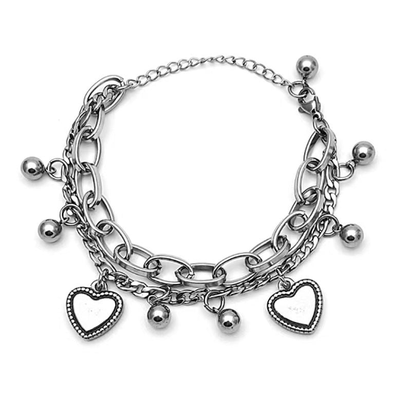 Streetwear Heart Shape Stainless Steel Plating Bracelet - Trendy, Chic, and Unique SKU: BDIY91