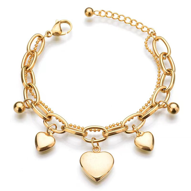 Streetwear Heart Shape Stainless Steel Plating Bracelet - Trendy, Chic, and Unique SKU: BDIY91