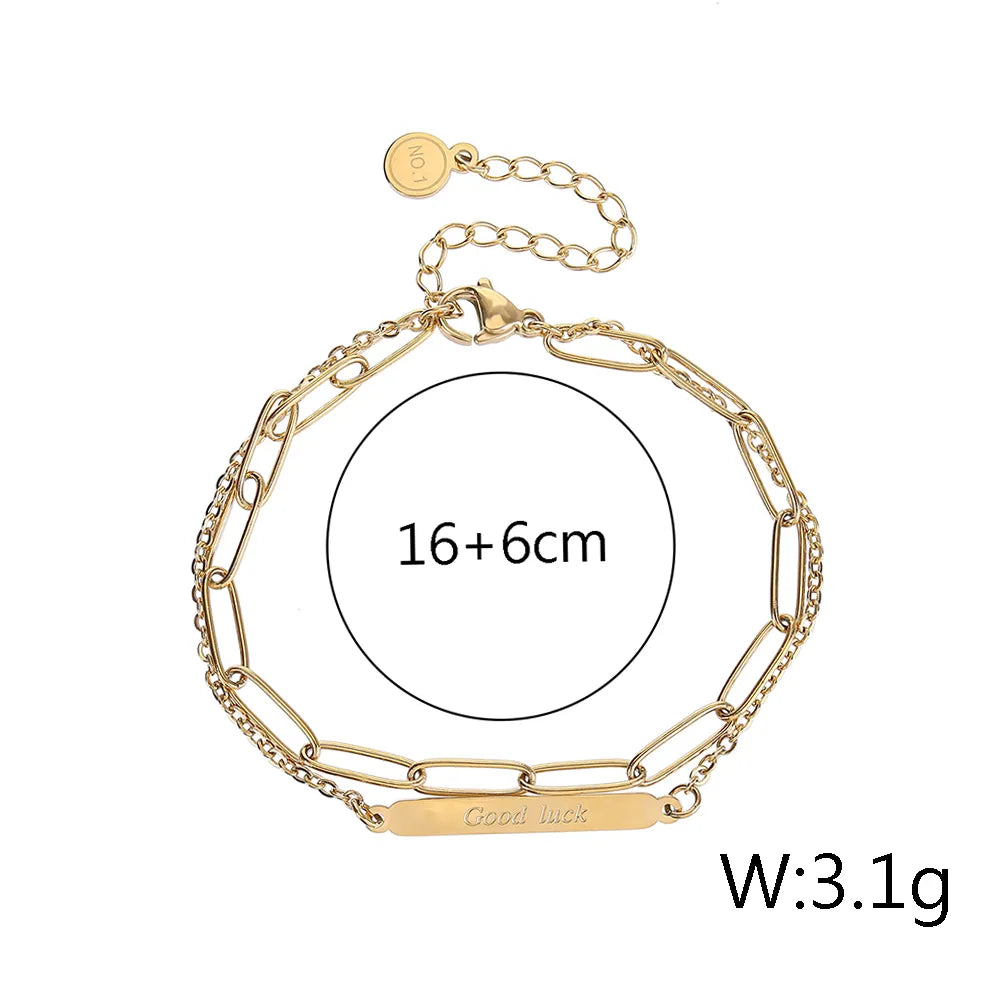 Retro Classic 18K Gold Plated Stainless Steel Bracelet for Women