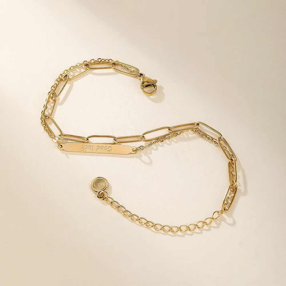 Retro Classic 18K Gold Plated Stainless Steel Bracelet for Women