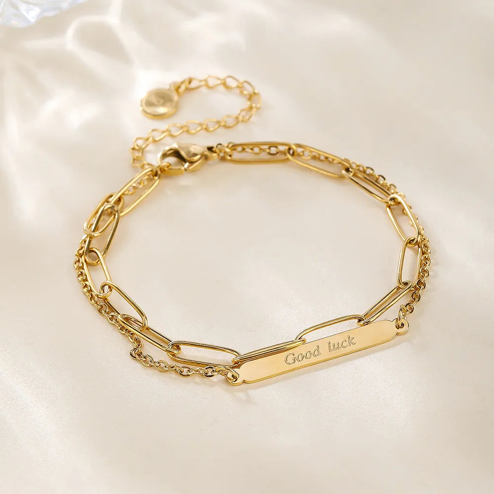 Retro Classic 18K Gold Plated Stainless Steel Bracelet for Women
