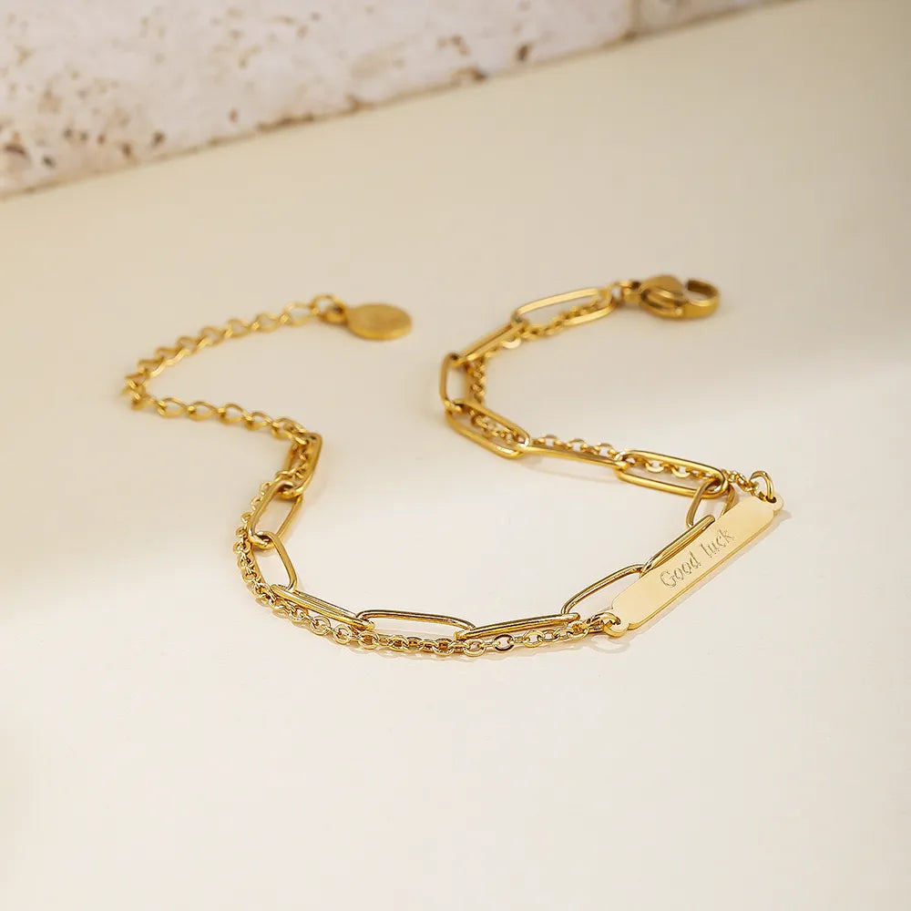 Retro Classic 18K Gold Plated Stainless Steel Bracelet for Women