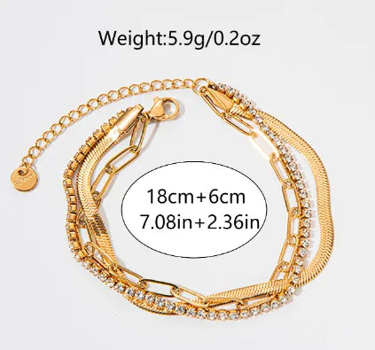 Simple Style Classic 304 Stainless Steel 14K Gold Plated Zircon Bracelet for Women