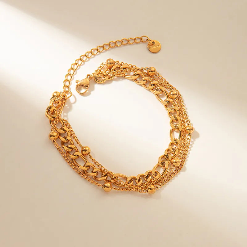 Casual Simple Style Solid Color 304 Stainless Steel 14K Gold Plated Bracelet - Elegant & Lightweight