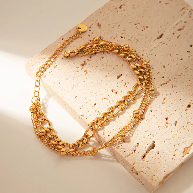 Casual Simple Style Solid Color 304 Stainless Steel 14K Gold Plated Bracelet - Elegant & Lightweight