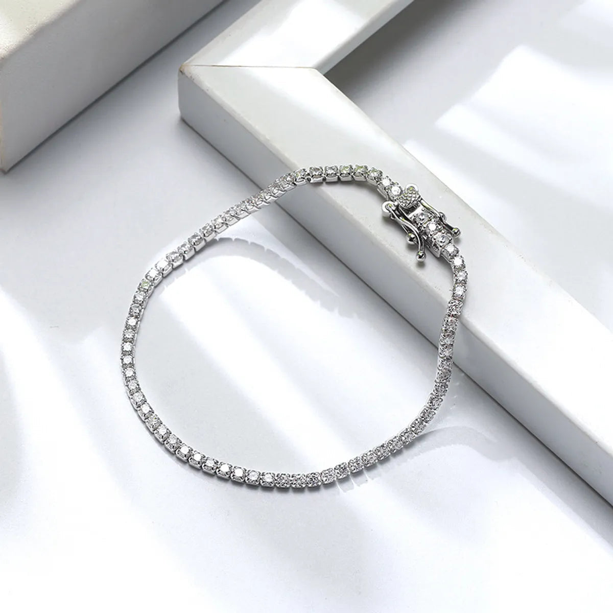 Sterling Silver Zircon Tennis Bracelet – Sleek Modern Sparkle | Dariya Jewelry