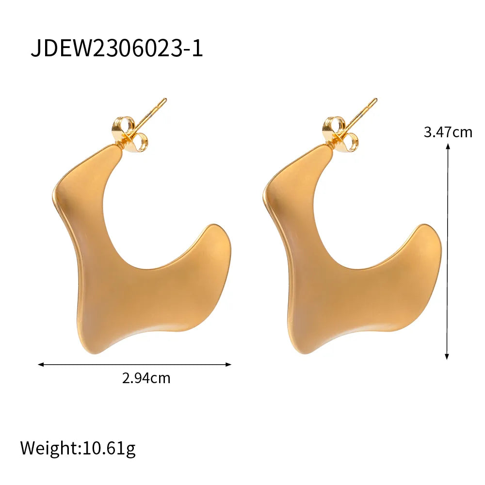 Sculptural 18K Gold Plated Stainless Steel Earrings – Modern Minimalist | Dariya Jewelry