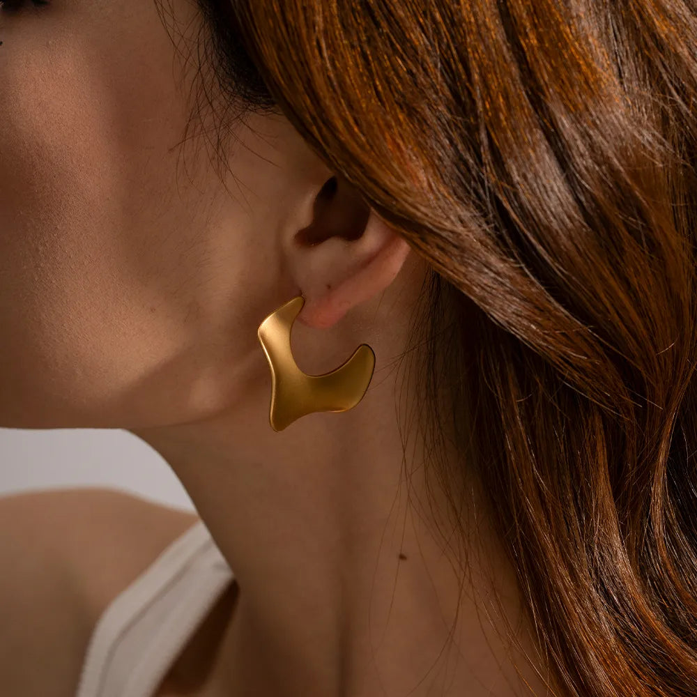 Sculptural 18K Gold Plated Stainless Steel Earrings – Modern Minimalist | Dariya Jewelry