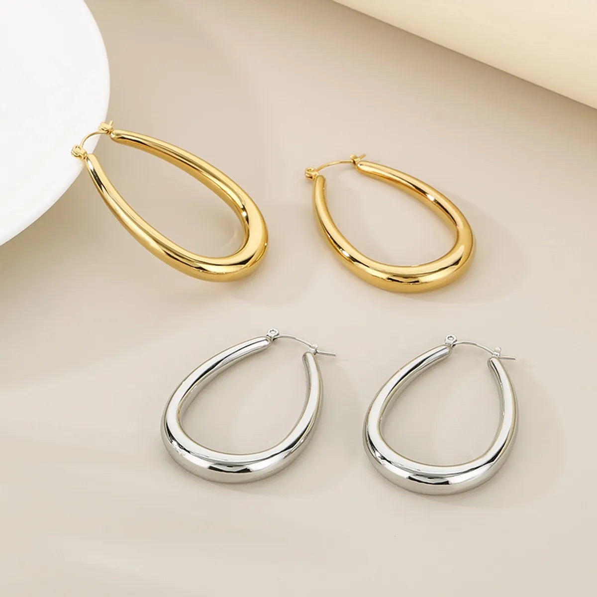 Bold Teardrop Hoop Earrings in 18K Gold or Silver | 304 Stainless Steel