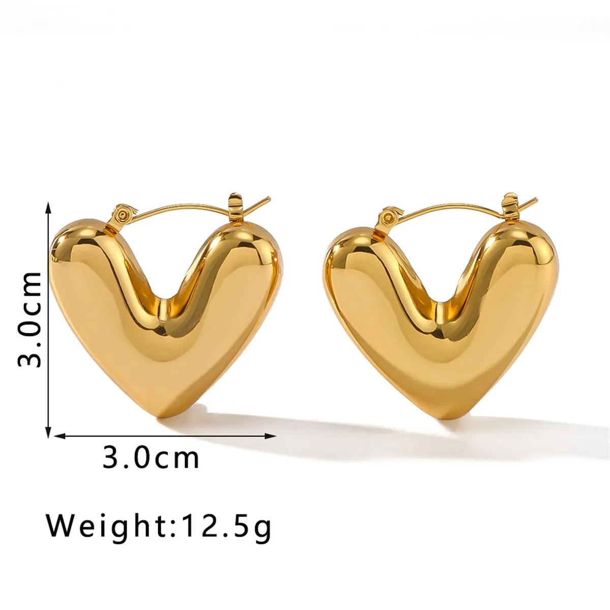 Puffy Heart Hoop Earrings – 18K Gold Plated Stainless Steel | Dariya Jewelry