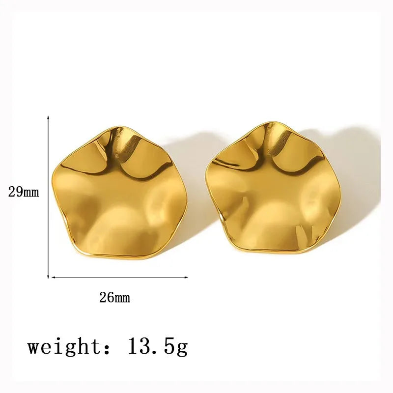 18K Gold Plated Stainless Steel Ear Stud Set – Bold Modern Designs | Dariya Jewelry
