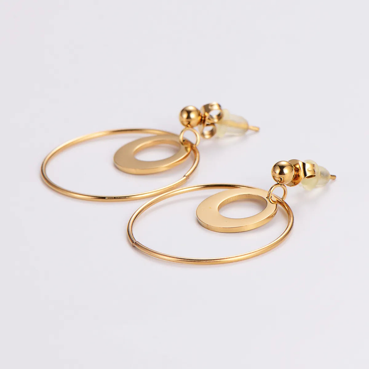 Geometric Gold Hoop Drop Earrings – 18K Plated Stainless Steel | Dariya Jewelry