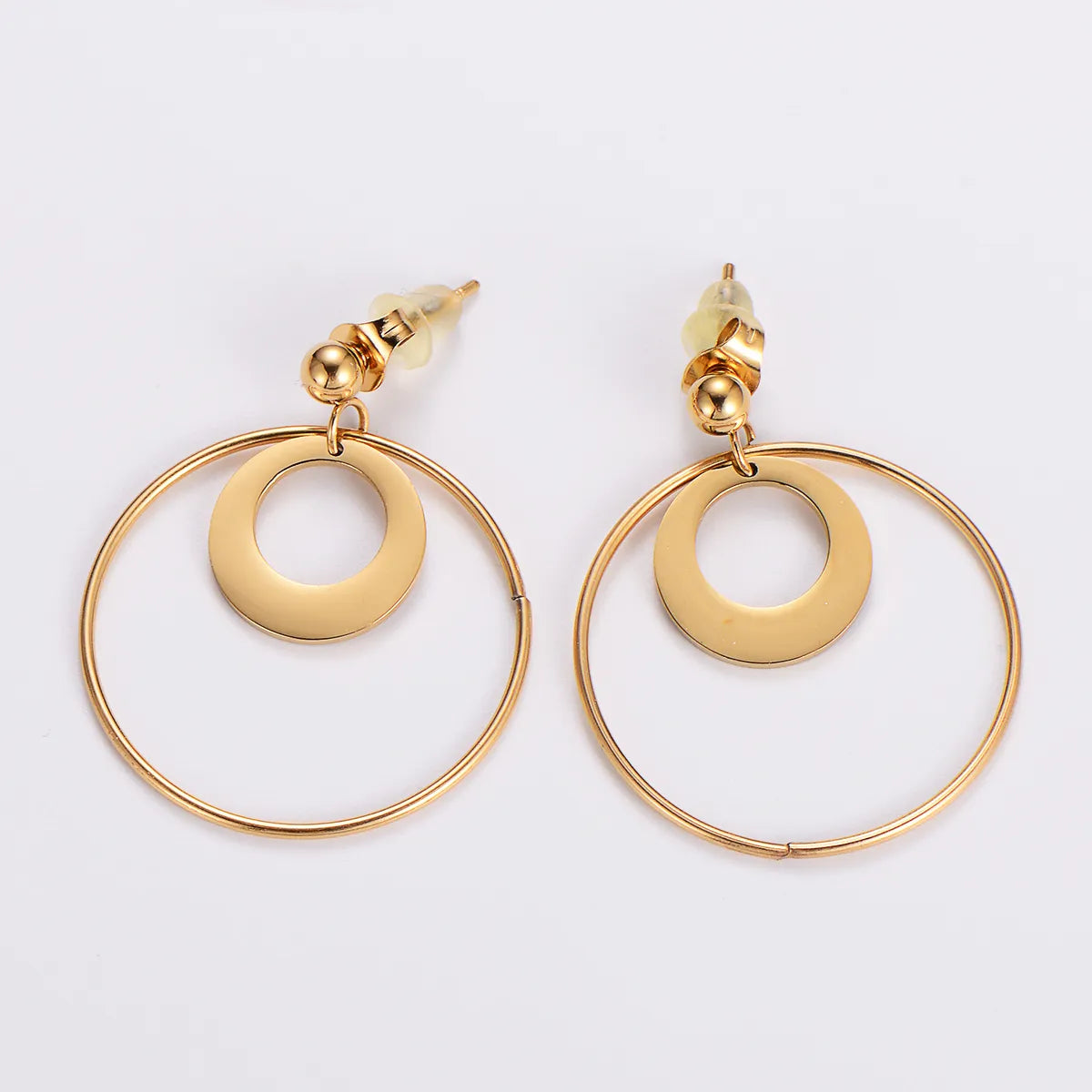 Geometric Gold Hoop Drop Earrings – 18K Plated Stainless Steel | Dariya Jewelry
