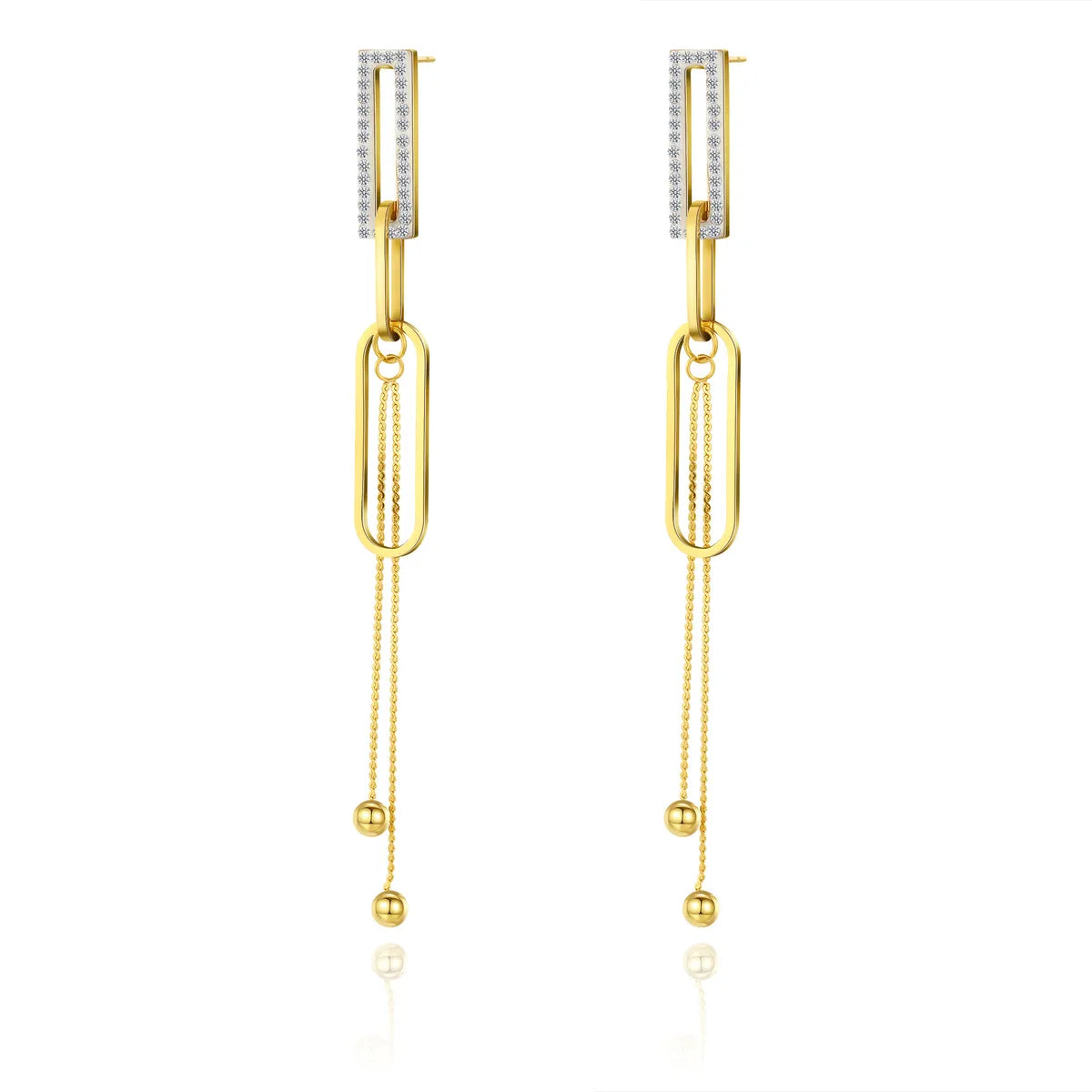 Elegant Rhinestone Drop Earrings – 14K & Rose Gold Plated 304 Steel