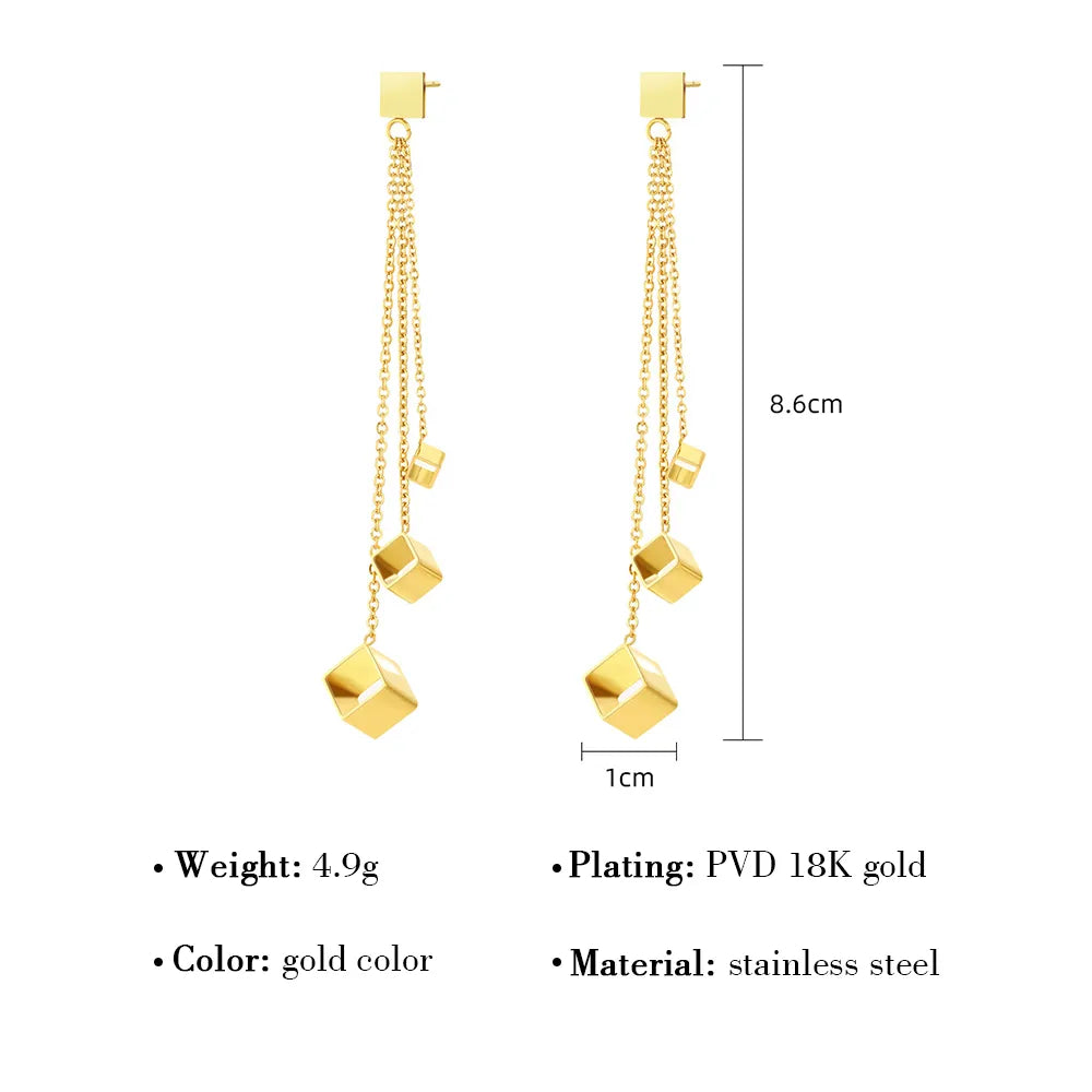 Elegant Rhinestone Drop Earrings – 14K & Rose Gold Plated 304 Steel