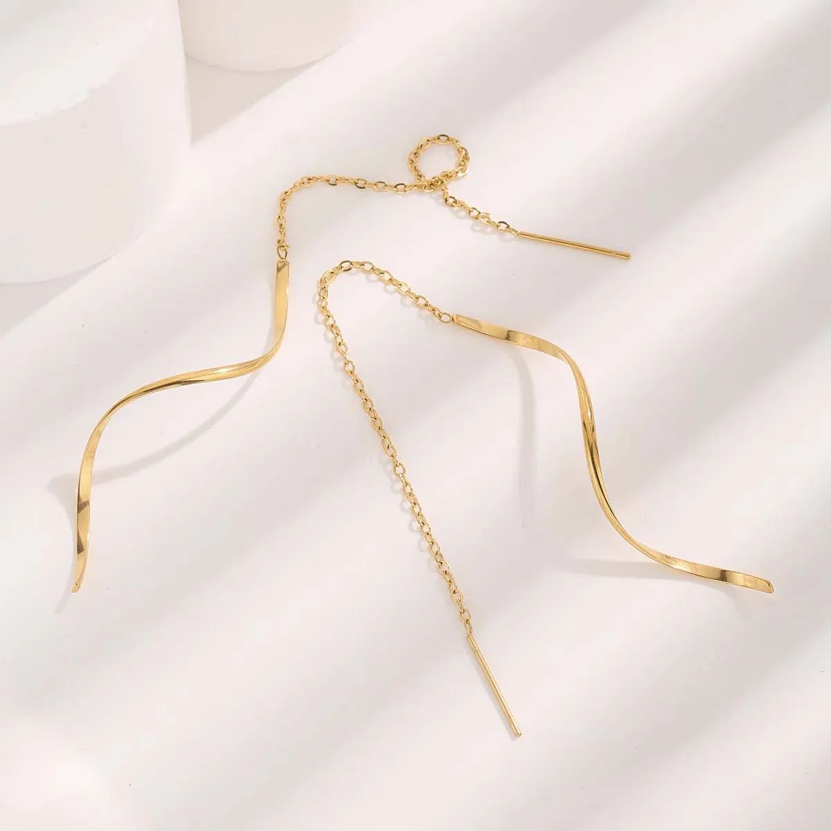 1 Pair Cute Sweet Tassel Gold Plated Titanium Steel Ear Line