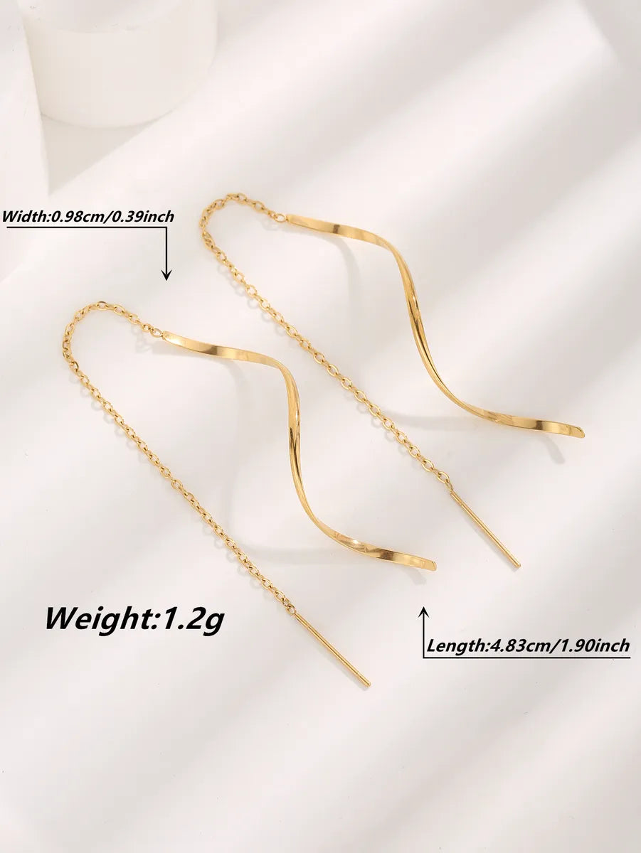 1 Pair Cute Sweet Tassel Gold Plated Titanium Steel Ear Line