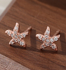 1 Pair Simple Style Starfish Inlay Sterling Silver Zircon Ear Studs – Elegant, Sparkling Jewelry for