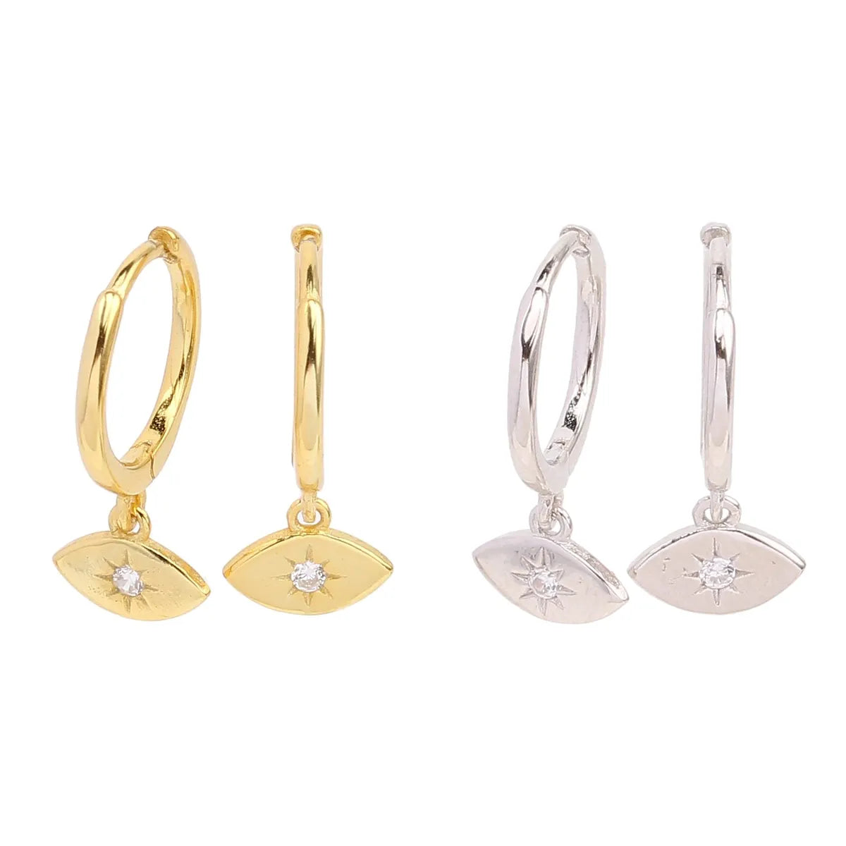 1 Pair Simple Style Star Plating Inlay Sterling Silver Zircon Gold Plated Earrings - Elegant & Trendy