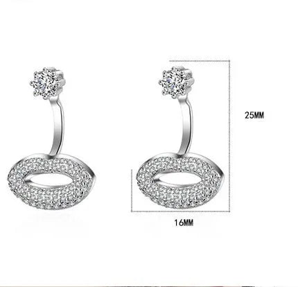1 Pair Simple Shiny Lips Hollow Out Copper Zircon Ear Studs – Stylish & Elegant
