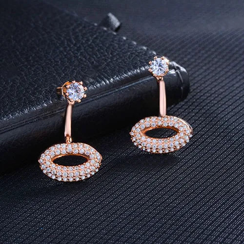 1 Pair Simple Shiny Lips Hollow Out Copper Zircon Ear Studs – Stylish & Elegant