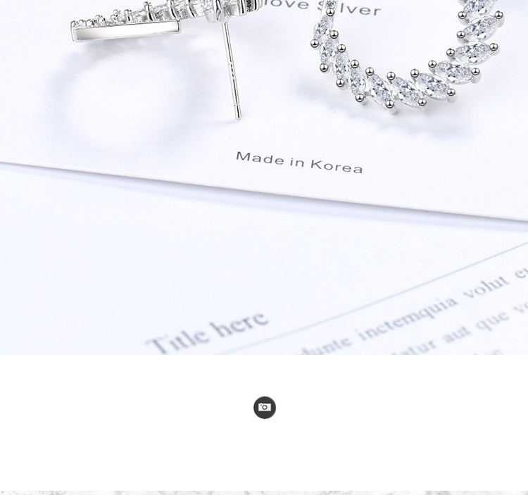 1 Pair Simple Style Shiny Leaf Inlay Copper Zircon Ear Studs – Elegant & Trendy