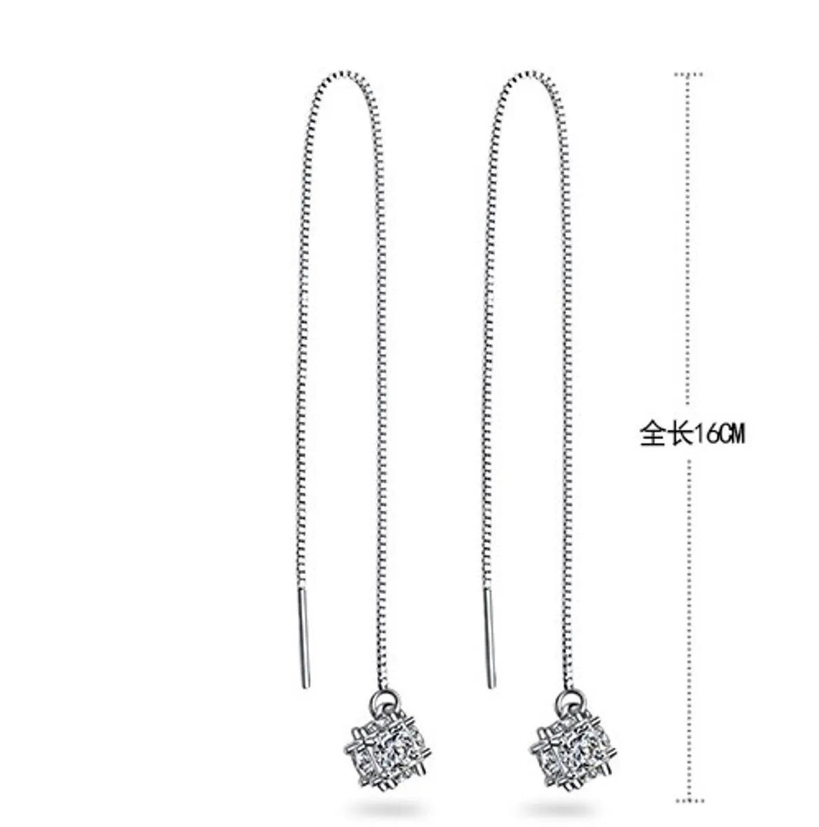 Simple Style Round Drop Earrings with White Gold Plating & Zircon Inlay - Copper Earrings for Women