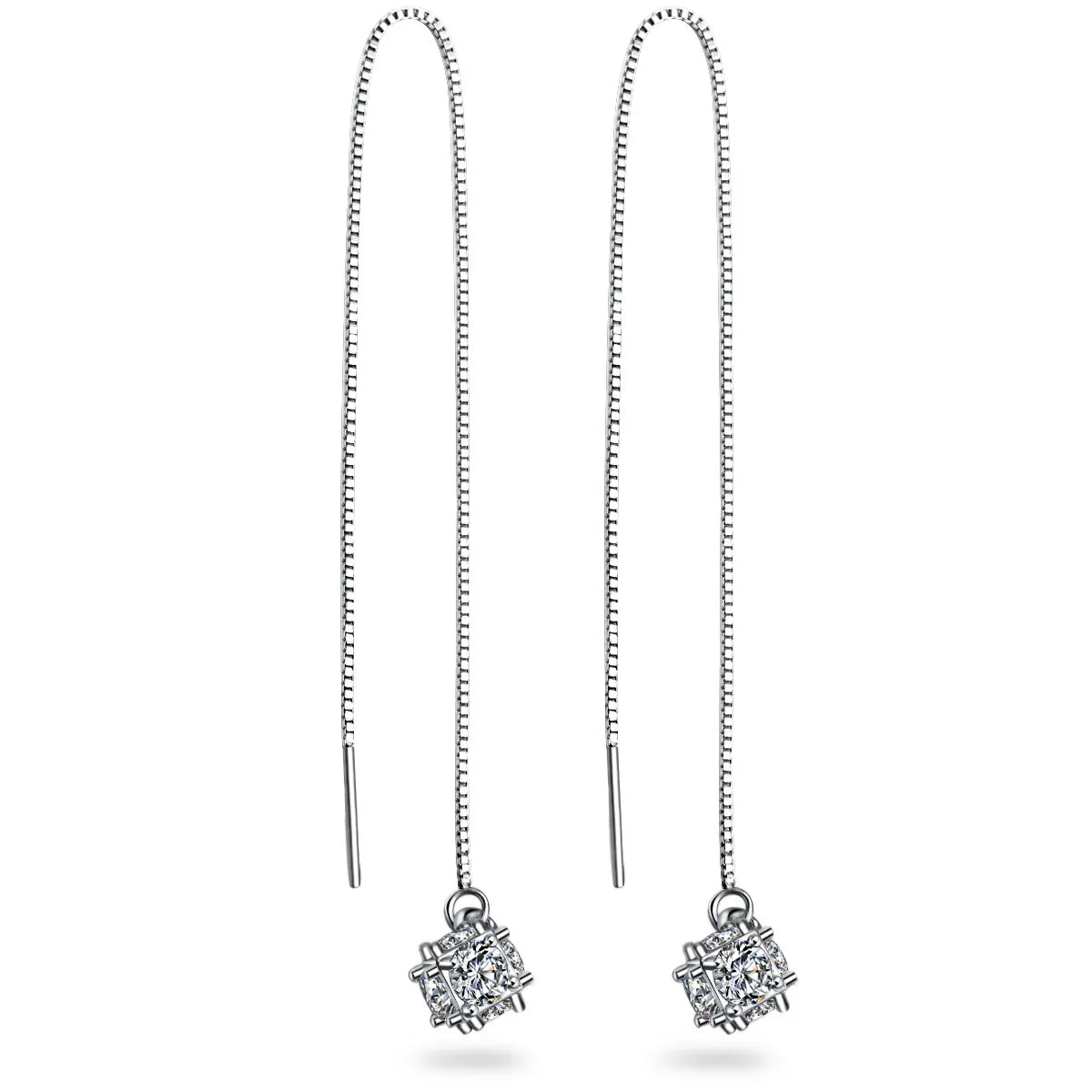 Simple Style Round Drop Earrings with White Gold Plating & Zircon Inlay - Copper Earrings for Women